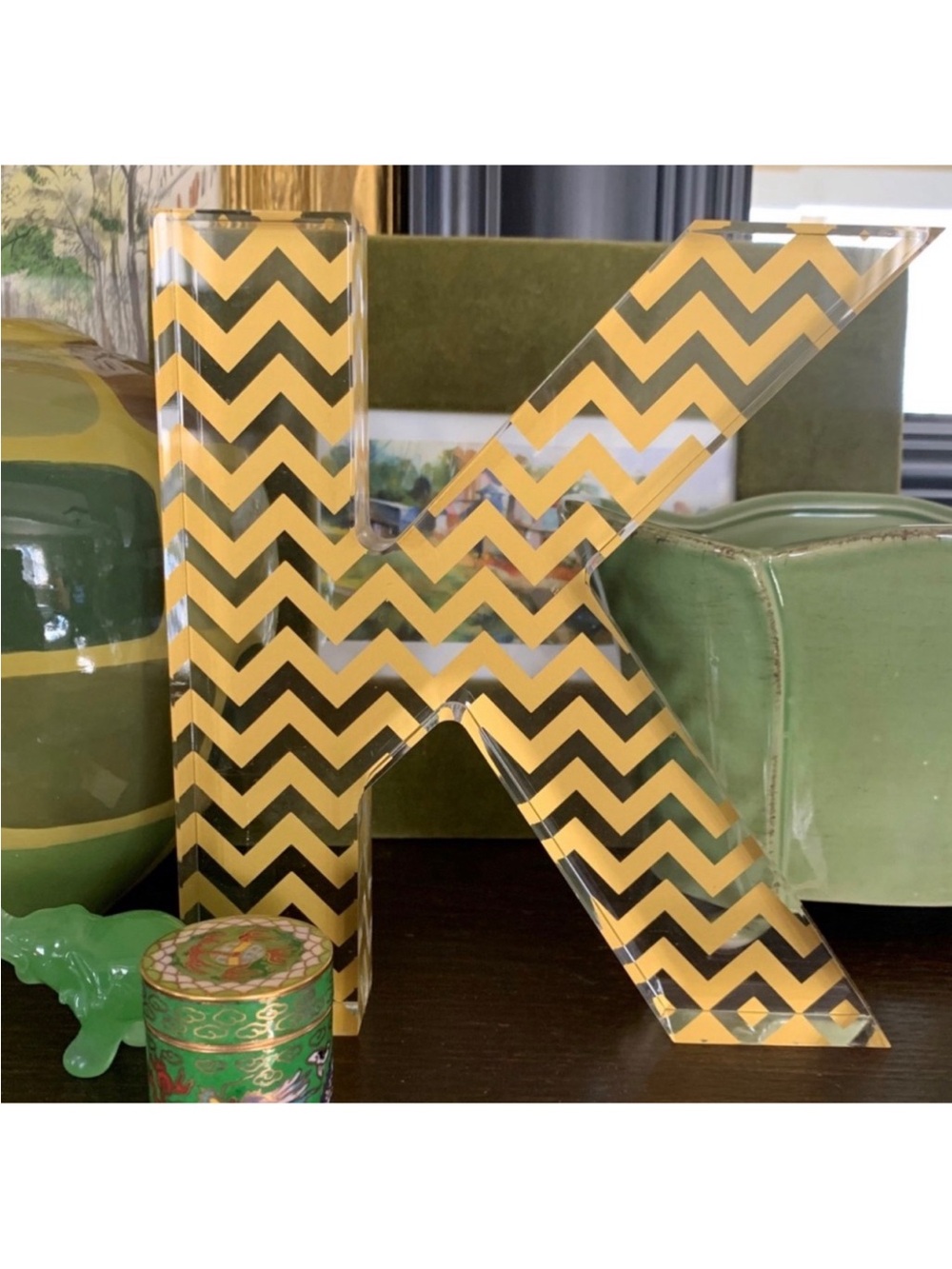 Chevron Acrylic Standing Block Letter K, Initial K Decor NEW